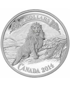 2014 Canada $5 Fine Silver Coin - Canadian Banknote: Lion on the Mountain