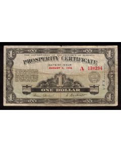 1936 $1 Alberta prosperity certificate 14 stamps A130294 circulated
