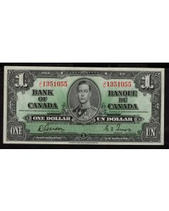 1937 Canada $1 banknote Gordon Towers J/L 1351055 nice UNC