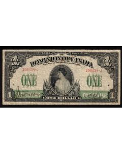 1917 Canada $1 banknote Boville 296438-J  DC-23a-i   nice  a/FINE