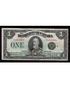 1923 Canada $1 banknote Campbell Clark Black Seal 4 E8594073 DC-25o VF+ 