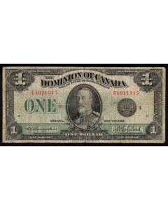 1923 Canada $1 banknote Campbell Clark Black Seal-4  E4021315 VG