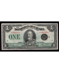 1923 Canada $1 banknote Campbell Clark Black Seal 4 E4402513 DC-25o a/EF