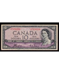 1954 Canada $10 devils face note Coyne Towers A/D7150264 VF+ small pin hole