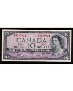 1954 Canada $10 devils face banknote Coyne Towers D/D9270821 VF