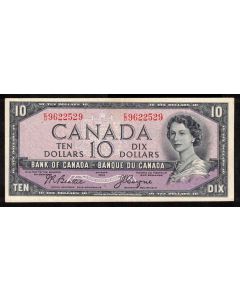 1954 Canada $10 devils face banknote Beattie Coyne E/D 9622529 nice AU+