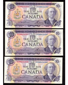 3x 1971 Canada $10 consecutive notes Lawson Bouey EDW8626246-48 CH UNC