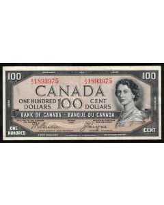 1954 Canada $100.00 devils face note Beattie Coyne A/J1893975 very nice VF+