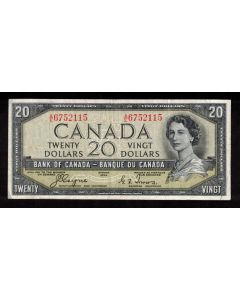 1954 Canada $20 devils face banknote Coyne Towers A/E6752115 VF