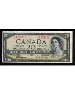 1954 Canada $20 devils face banknote Coyne Towers A/E4255122 VF