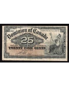 1900 Canada 25 Cent banknote Boville reverse inscribed JEAN OCT 3rd 1914 VF