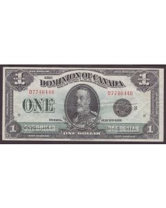 1923 Canada $1 banknote Campbell Sellar Black Seal DC-25n D7746446 nice VF+