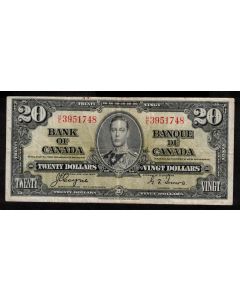 1937 Canada $20 banknote Coyne Towers H/E 3951748 FINE+