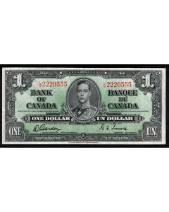 1937 Canada $1 banknote Gordon Towers L/M 2220555 EF/AU