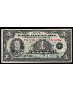 1935 Canada $1 banknote Osborne Towers A 2713362 nice VF