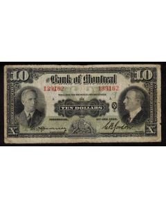 1938 Bank of Montreal $10 Spinney Jordan 139162 VG