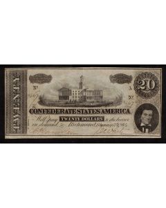 1864 Confederate States of America $20 note FEB 17th SN94617 nice EF