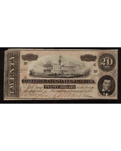 1864 Confederate States of America $20 note FEB 17th SN17456 VF+