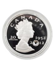 2012 Canada $20 Queen's Diamond Jubilee Pure Silver Coin with Crystal