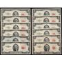 12 X 1953 USA RED SEAL $2 notes Series 1953 A B C FR-1500-01-02-03 VF to VF+