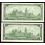 2 X 1967 Canada $1 replacement banknotes *B/M1329620 and *B/M1254363 UNC