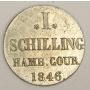 1846 German States Hamburg 1 Schilling silver coin KM566 MS63