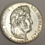 1844 A Paris France 5 Francs silver coin Louis Philippe I  AU50