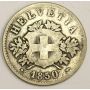 Switzerland 20 Rappen nickel coin 1850BB VG