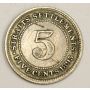 1895 Straits Settlements 5 Cents silver coin 