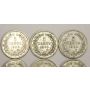 6x Netherlands 5 Cents silver coins 1850 1855 1859 1963 1869 1879 