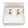 14K Gold NA HOKU Tri-Color Plumeria Half Hoop Diamond Earrings