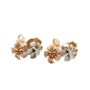 14K Gold NA HOKU Tri-Color Plumeria Half Hoop Diamond Earrings