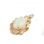 14K Yellow Gold 2.95 ct Opal and diamond Pendant 