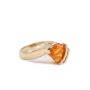 14 Karat Yellow Gold Ladies Crazed Orange Opal and Diamond Ring 