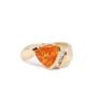 14 Karat Yellow Gold Ladies Crazed Orange Opal and Diamond Ring 