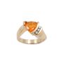 14 Karat Yellow Gold Ladies Crazed Orange Opal and Diamond Ring 