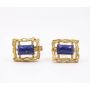  Vintage CAVELTI 18K Yellow Gold Lapis Lazuli Cufflinks 