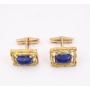  Vintage CAVELTI 18K Yellow Gold Lapis Lazuli Cufflinks 