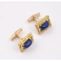  Vintage CAVELTI 18K Yellow Gold Lapis Lazuli Cufflinks 