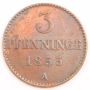 1855 A Mecklenburg Schwerin 3 Pfenninge Friedrich Franz II coin