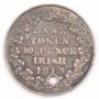 1813 Ireland 10 pence silver token EF/AU details small hole