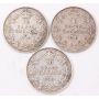 3x 1910 Canada 10 cents 3-coins FINE or better