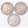 3x 1910 Canada 10 cents 3-coins FINE or better