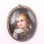 c1800 miniature porcelain painting 10K gold bezel on brass frame