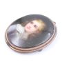 c1800 miniature porcelain painting 10K gold bezel on brass frame