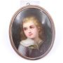 c1800 miniature porcelain painting 10K gold bezel on brass frame