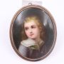 c1800 miniature porcelain painting 10K gold bezel on brass frame