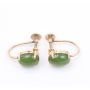 14K Gold screw back earrings with cabachon cut Jade .5 inch  