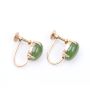 14K Gold screw back earrings with cabachon cut Jade .5 inch  