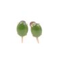 14K Gold screw back earrings with cabachon cut Jade .5 inch  